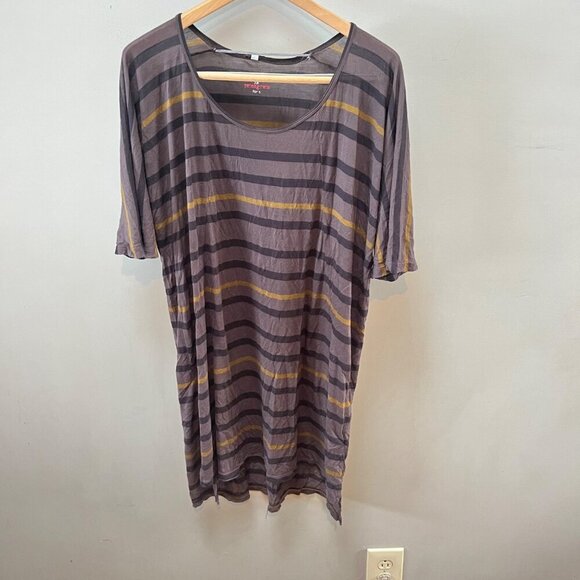 Pete & Greta By Johnny Was Womens Striped Mocha Dress S‎ 100% Modal - Picture 1 of 5